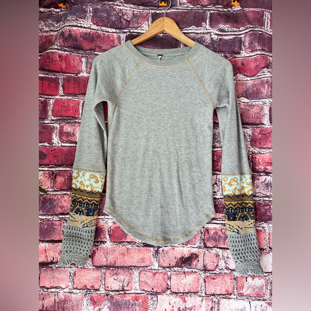 Free People In The Mix Jacquard Cuff Top